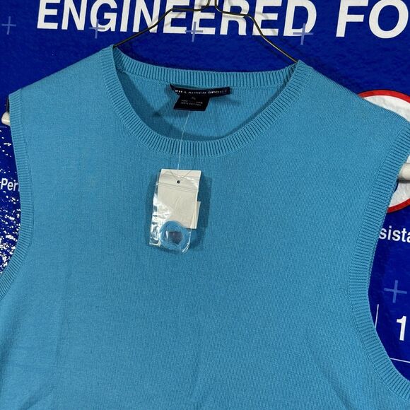 Ralph Lauren Sport Woman's Sky Blue Luxury Cotton Fringed Tank-top Size XL NWT - Picture 2 of 7
